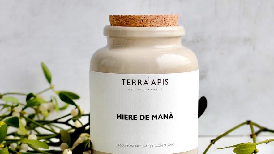 Miere de mană Apiarium în flacon ceramic cu dop de plută