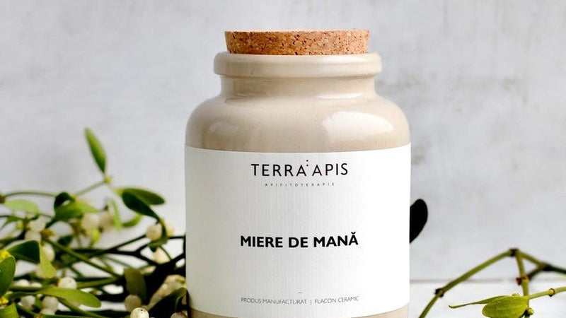 Miere de mană Apiarium în flacon ceramic cu dop de plută